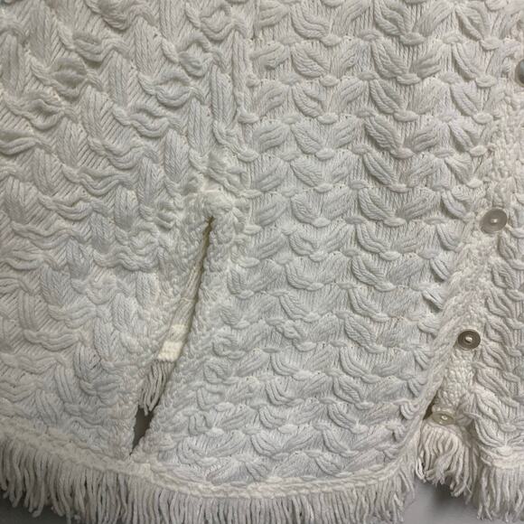 No Brand Vintage White Orlon Acrylic Knit Poncho Button Up Sweater One Size - Picture 2 of 5